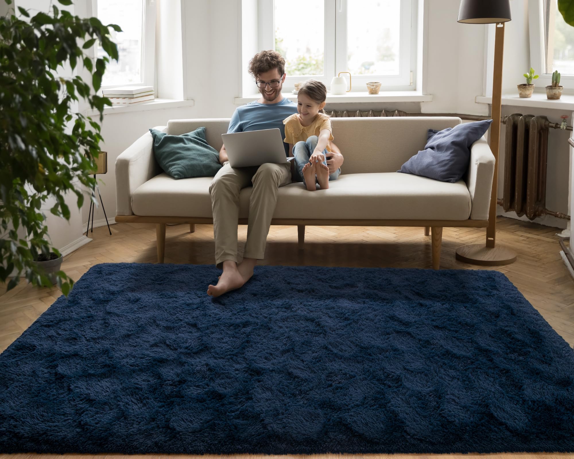 Softlife Rug for Bedroom 5.3x7.6 Feet Area Rug for Living Room Soft Shaggy Rugs for Kids Room Fluffy Fuzzy Carpets Long Plush Be